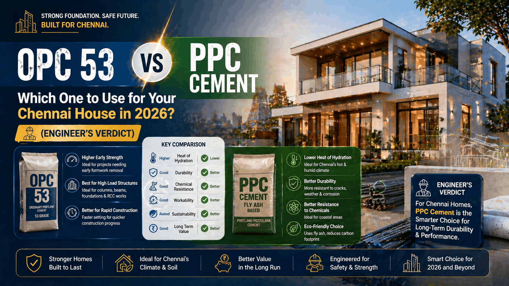 OPC 53 vs PPC Cement Chennai 2026 | Engineer's Verdict