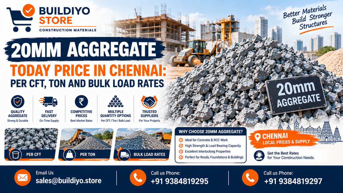 20mm Aggregate Today Price in Chennai: Per CFT, Ton and Bulk Load Rates