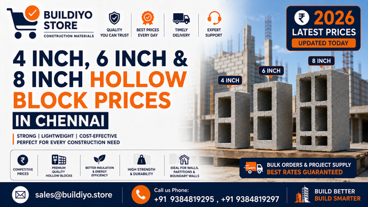 4 Inch, 6 Inch and 8 Inch Hollow Block Prices in Chennai