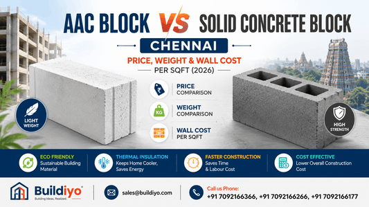 AAC Block vs Solid Concrete Block Chennai — Price, Weight & Wall Cost per sqft (2026)
