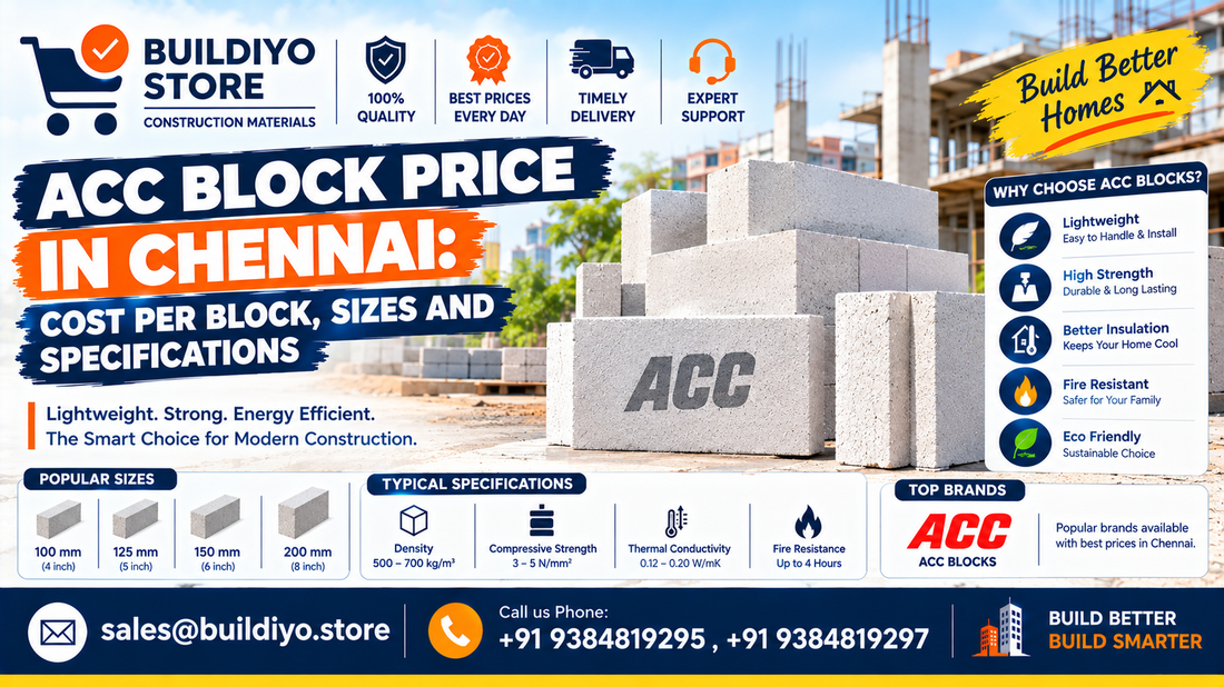 ACC Block Price in Chennai: Cost Per Block, Sizes and Specifications