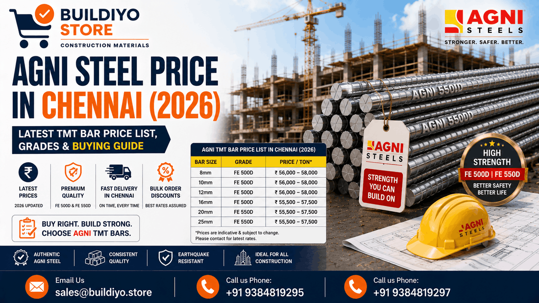 Agni Steel Price in Chennai (2026): Latest TMT Bar Price List, Grades & Buying Guide
