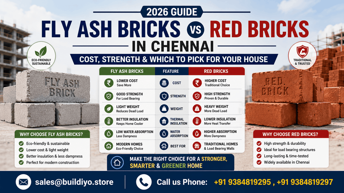 Fly Ash Bricks vs Red Bricks in Chennai — Cost, Strength & Which to Pick for Your House (2026)