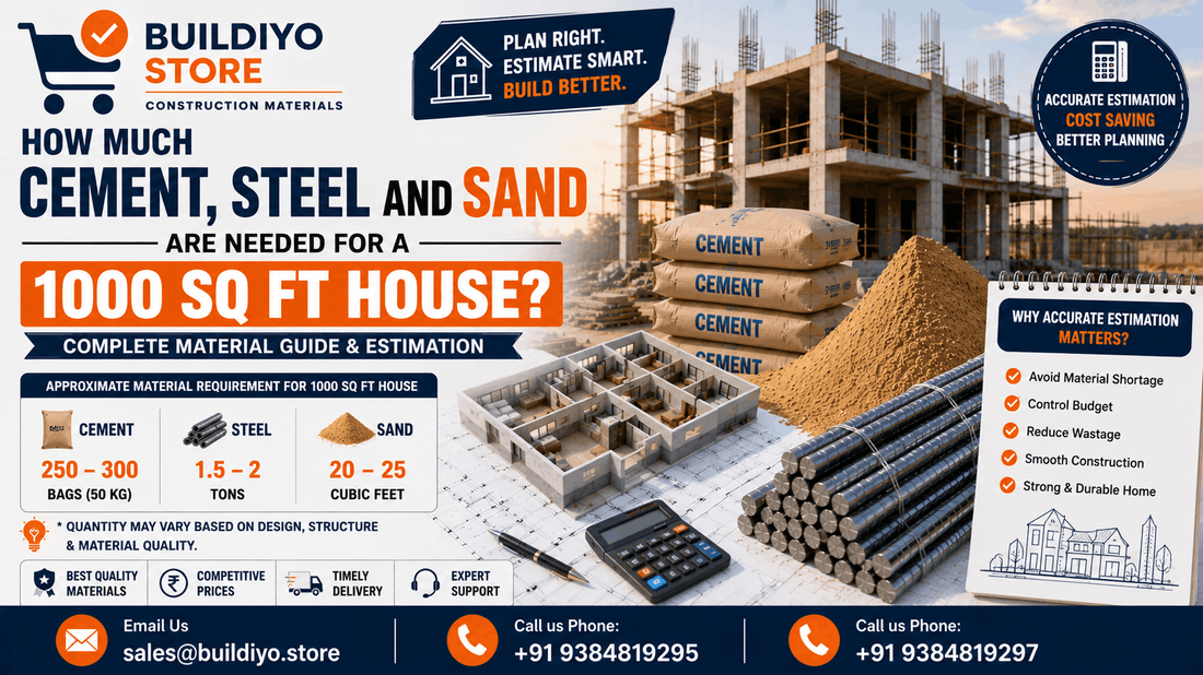 How Much Cement, Steel and Sand Are Needed for a 1000 Sq Ft House?
