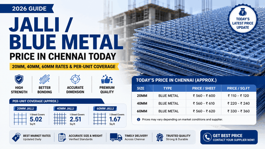 Jalli / Blue Metal Price in Chennai Today — 20mm, 40mm, 60mm Rates & Per-Unit Coverage 2026
