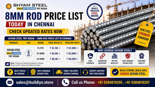 Shyam Steel 8mm Rod Price List Today in Chennai — Check Updated Rates Now