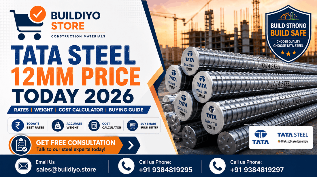 Tata Steel 12mm Price Today 2026: Rates, Weight, Cost Calculator & Buying Guide | Buildiyo Store